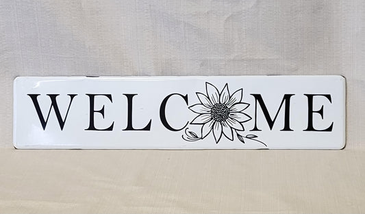 Welcome Sign-White Sunflower